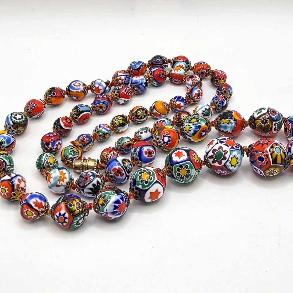 Italy Murano Millefiori Graduated Hand Knotted Beaded 28